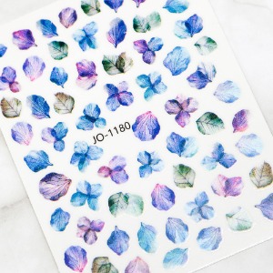 꽃잎 생화 블루 네일스티커 JO-1180